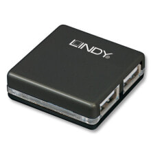 USB-концентраторы Lindy 42742 хаб-разветвитель 480 Мбит/с Черный