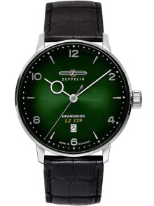 Мужские наручные часы с черным кожаным ремешком Zeppelin 8048-4 LZ129 Hindenburg 40mm 5ATM