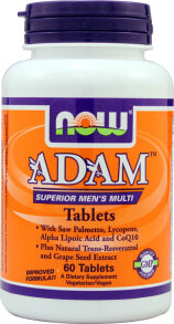Витаминно-минеральные комплексы nOW Foods Adam Superior Men&#039;s Multi Мужской мультивитаминный комплекс с экстрактом пальметты, ликопином, альфа-липоевой кислотой и коэнзимом Q10 60 таблеток