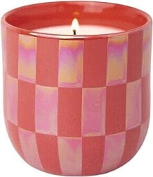 Duftkerze Kaktus Blume - Paddywax Lustre Ceramic Candle Matte Coral Checks Cactus Flower