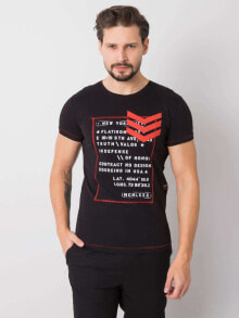 Мужские футболки Мужская футболка повседневная  черная с надписями Factory Price T-shirt-MH-TS-2079.39-czerwony