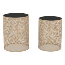 Set of 2 tables DKD Home Decor Small Side Table Black Golden 42 x 42 x 55 cm