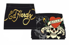 Купить черные женские юбки Ed Hardy: ED Hardy LSK Skull Poplin Mini Skirt - EHW6200-4