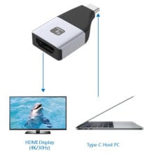 Techly IADAP USBC-HDMI4K USB графический адаптер 4096 x 2160 пикселей Черный, Серебристый