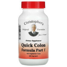 Растительные экстракты и настойки christopher's Original Formulas, Quick Colon Formula, Part 1, 485 mg, 100 Vegetarian Caps