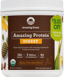 Пребиотики и пробиотики Amazing Grass Amazing Protein Digest Mayan Chocolate  Протеиновый комплекс с шоколадным вкусом, пробиотиками и клетчаткой 15 г белка  5 млрд КОЕ 4 г клетчатки 360 г
