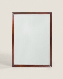 Rectangular wall mirror with wooden frame
