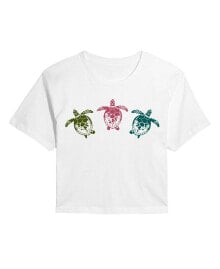 Купить женские футболки GOOD VIBES LLC: Hybrid Apparel Trendy Juniors Turtles Cropped Tee