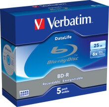 Купить диски и кассеты Verbatim: Диски Verbatim Blu-ray 25 GB BD-R - 6x, в упаковке Jewelcase - 5 штук