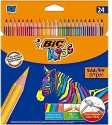 Цветные карандаши для рисования для детей bic Eco Evolution Stripes 18 + 6 colors (950525)