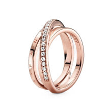 Женские кольца Pandora CROSSOVER PAVE TRIPLE BAND - RING - SIZE 54 купить в интернет-магазине