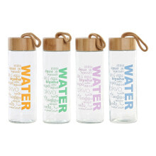 Спортивные бутылки для воды Glass bottle DKD Home Decor Water Bamboo (4 pcs) (580 ml)