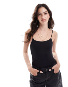 Купить женские футболки и топы Pull&Bear: Pull&Bear polyamide strappy body in black