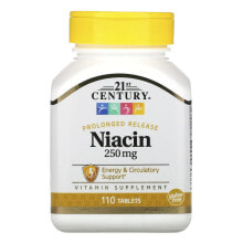 Витамины группы В 21st Century, Niacin, Prolonged Release, 250 mg, 110 Tablets