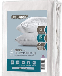 Micropuff zippered 4 Pack Microfiber Pillow Protector, King