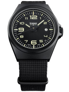 Мужские наручные часы с черным текстильным ремешком Traser H3 108218 P59 Esssential M Black Mens 42mm 10ATM