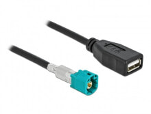 Комплектующие для телекоммуникационных шкафов и стоек deLOCK 90310 коаксиальный кабель 0,5 m HSD Z USB 2.0 Type-A Черный