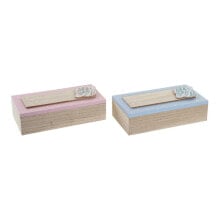 Decorative box DKD Home Decor Natural Aluminium MDF Wood 22 x 6 x 9 cm (2 Units) (1 Unit)