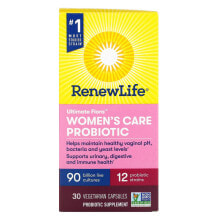 Renew Life, Ultimate Flora, пробиотик Women's Care для женского здоровья, 25 млрд живых культур, 30 вегетарианских капсул