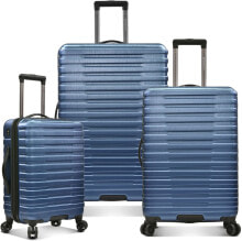 Чемодан пластиковый розовый U.S. Traveler Boren Polycarbonate Hardside Rugged Travel Suitcase Luggage with 8 Spinner Wheels, Aluminum Handle, Navy, Checked-Large 30-Inch