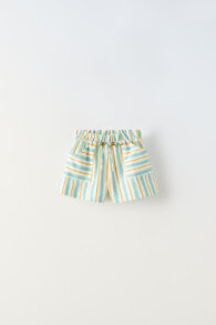 Striped bermuda shorts with beading