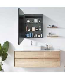 Simplie Fun 20x28 inch 3 colors with light Black framed Wall mount Medicine Cabinet with Mirror Anti-fog