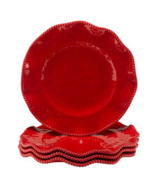 Certified International perlette Red Dinner Plates, Set of 4