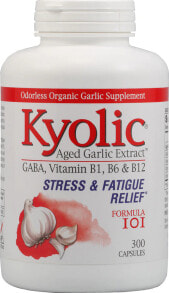 Чеснок Чеснок Kyolic Aged Garlic Extract Stress and Fatigue Relief Formula 101 -- Выдержанный экстракт чеснока  Формула для снятия стресса и усталости 101 - 300 Капсул
