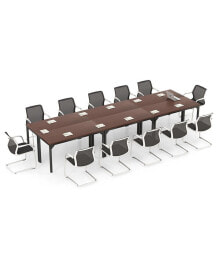 Gymax set of 6 55'' Conference Table Office Computer Study Desk Metal Base Meeting Room