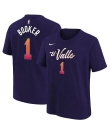 Nike big Boys Devin Booker Purple Phoenix Suns 2023/24 City Edition Name and Number T-shirt