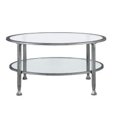 Southern Enterprises brookford Metal and Glass Round Cocktail Table