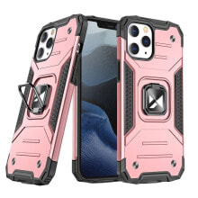 Pancerne etui pokrowiec + magnetyczny uchwyt iPhone 13 Pro Ring Armor różowy