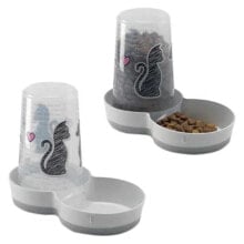 MP Tasty Large Cats In Love Cat Drinking Bowl Set 1.5L