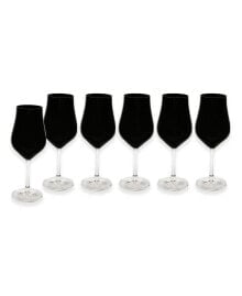 Classic Touch black Water Glasses with Stem 9.5