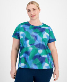 Купить женские блузки и кофточки ID Ideology: Plus Size Birdseye-Mesh Short-Sleeve Top, Created for Macy's