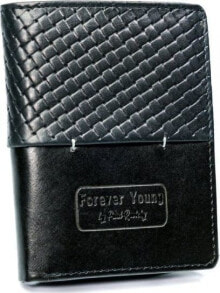 Forever Young Czarny portfel męski skórzany Forever Young z przeszyciem