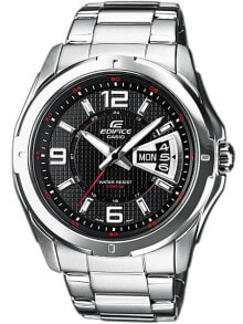 Мужские наручные часы с серебряным браслетом CASIO EF-129D-1AVEF EDIFICE Mens 45mm 10 ATM