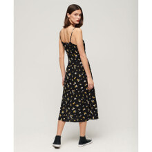 SUPERDRY Print Button Cami Sleeveless Midi Dress