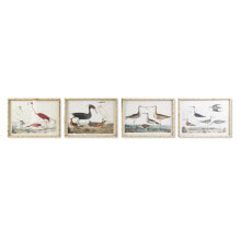 Painting DKD Home Decor 60 x 2,8 x 45 cm Birds Modern (4 Pieces)