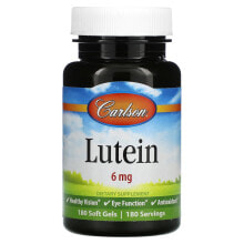 Лютеин, зеаксантин Carlson, лютеин, 6 мг, 180 мягких таблеток
