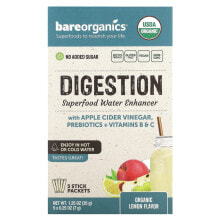 Digestion, Superfood Water Enhancer, Organic Lemon, 5 Stick Packets, 0.25 oz (7 g) Each