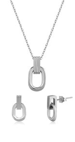 Ювелирные колье stylish steel minimalist jewelry set (earrings. chain, pendant)