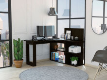 FM FURNITURE fresno Writing Computer Desk, Four Shelves