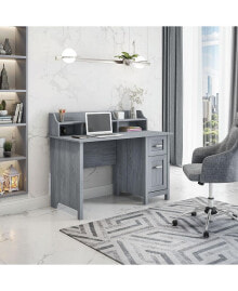 Simplie Fun classic Office Desk with Storage, Grey