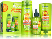 Шампуни для волос garnier Fructis Vitamin &amp; Strength Gift Set Укрепляющий шампунь 250 мл + Укрепляющий кондиционер 200 мл + Укрепляющая сыворотка для волос 125 мл