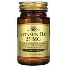 Витамины группы В Solgar, Vitamin B6, 25 mg, 100 Tablets