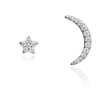 Серьги Silver asymmetrical earrings with zircons Popular 71061E000-30