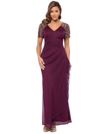 XSCAPE beaded-Sleeve Gown