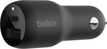 Автомобильное зарядное устройство и адаптер для мобильного телефона Ładowarka Belkin Dual Car Charger 1x USB-A 1x USB-C (CCB004BTBK)