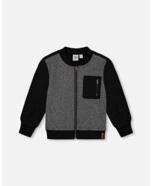 Toddler Boys Herringbone And Fleece Zip Vest Black And Gray - Toddler